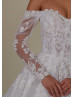 Beaded Ivory Lace Tulle Glamorous Wedding Dress With Detachable Sleeves